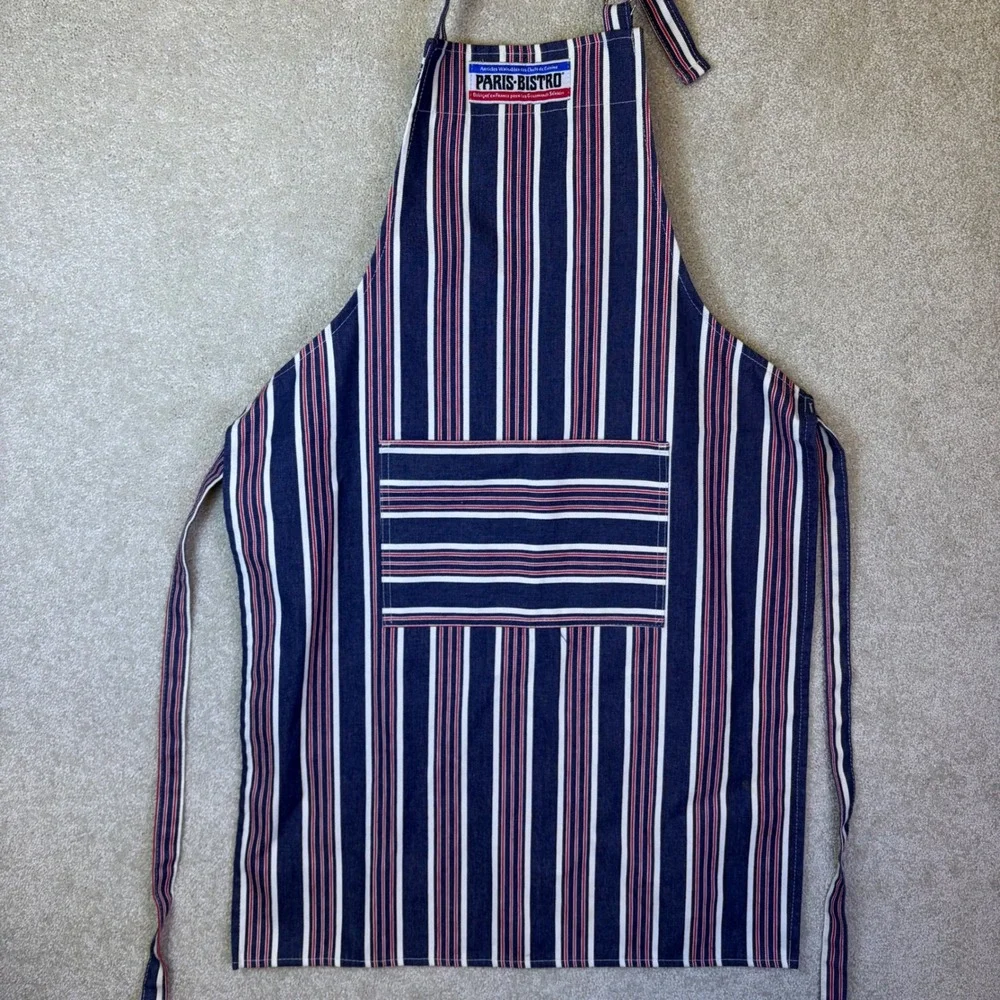 Now Designs Paris Bistro Apron Unisex OS Red White Blue Striped USA Made Retro